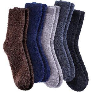 Women's Warm Soft Thick Cozy Fluffy Socks Winter Plush Slipper Socks 5 Pairs